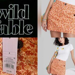 Wild Fable Orange Floral Mini Skirt